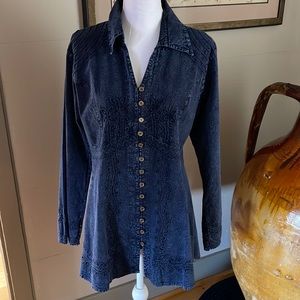 CAAMANO Denim, 100% Cotton Embroidered Top, NWOT, XL
